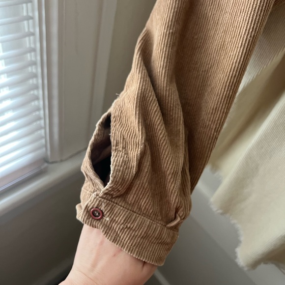 Umgee Two-Tone Corduroy Button-Up Jacket in Cream and Brown - Picture 7 of 10
